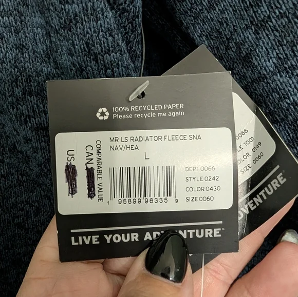 NWT Eddie Bauer, Radiator Fleece Pullover, Quarter Snap, Heather Blue - Picture 4 of 5